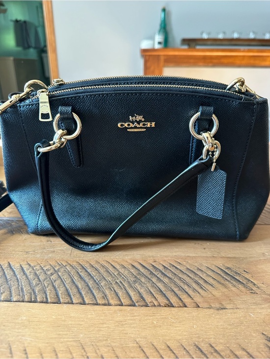 Coach Handbags - Coach Black Leather Shoulder Satchel with Gold Hardware